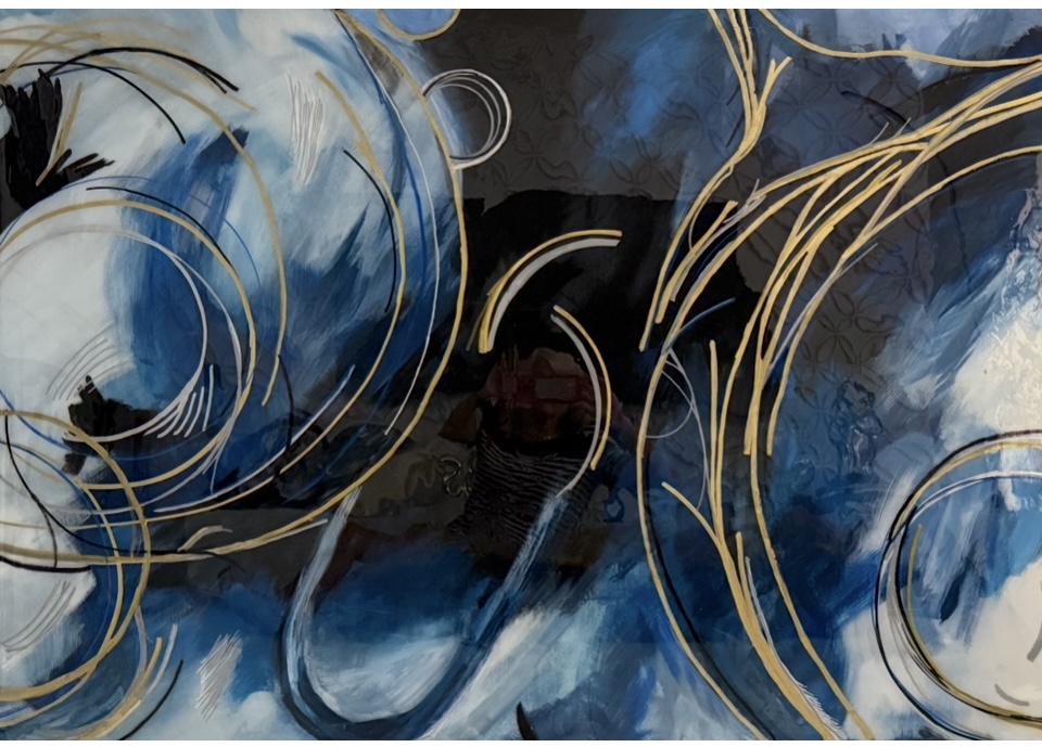 Celestial Current Print Mounted on Wood