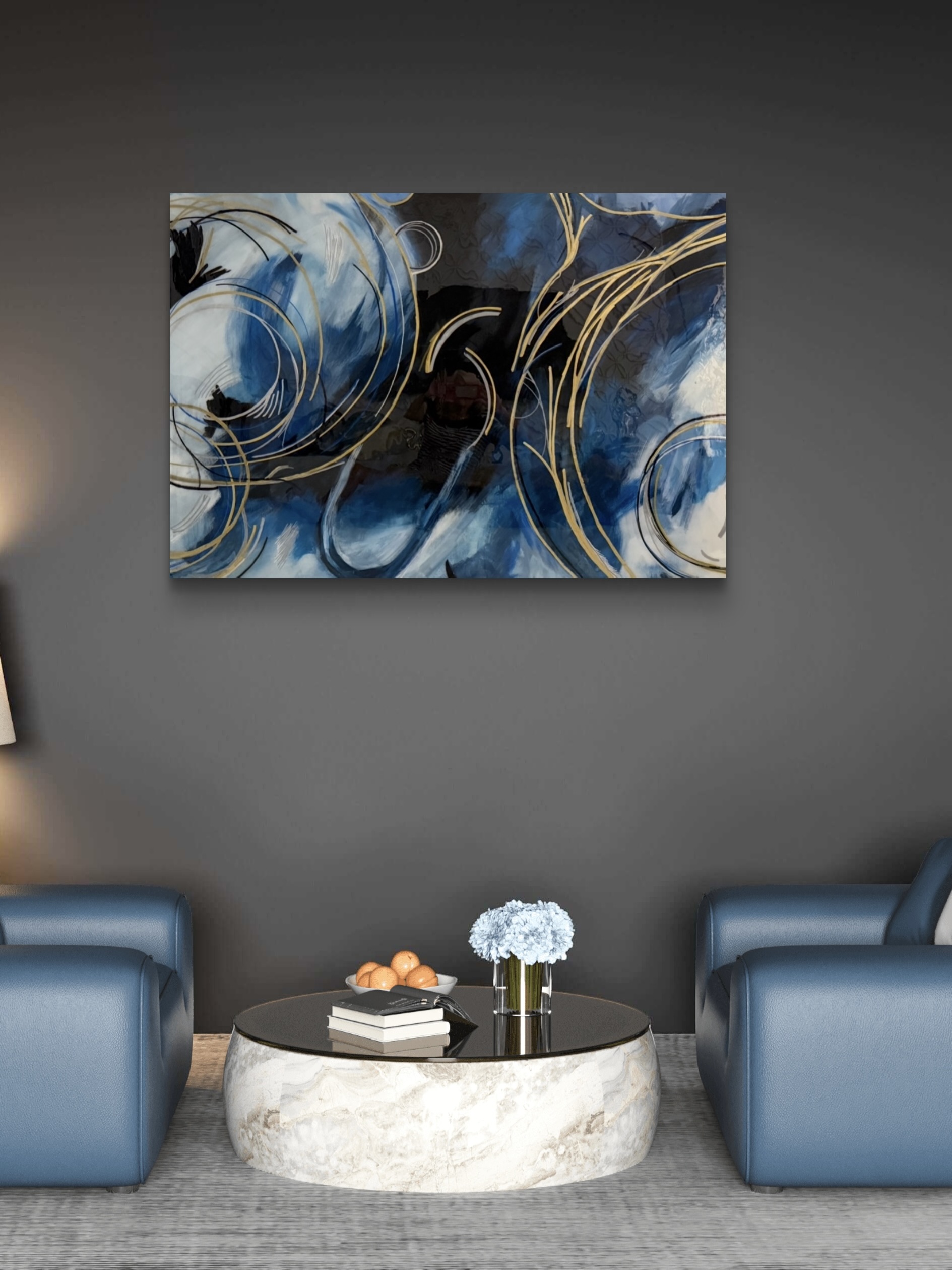 Celestial Current Print Mounted on Wood - Image 3
