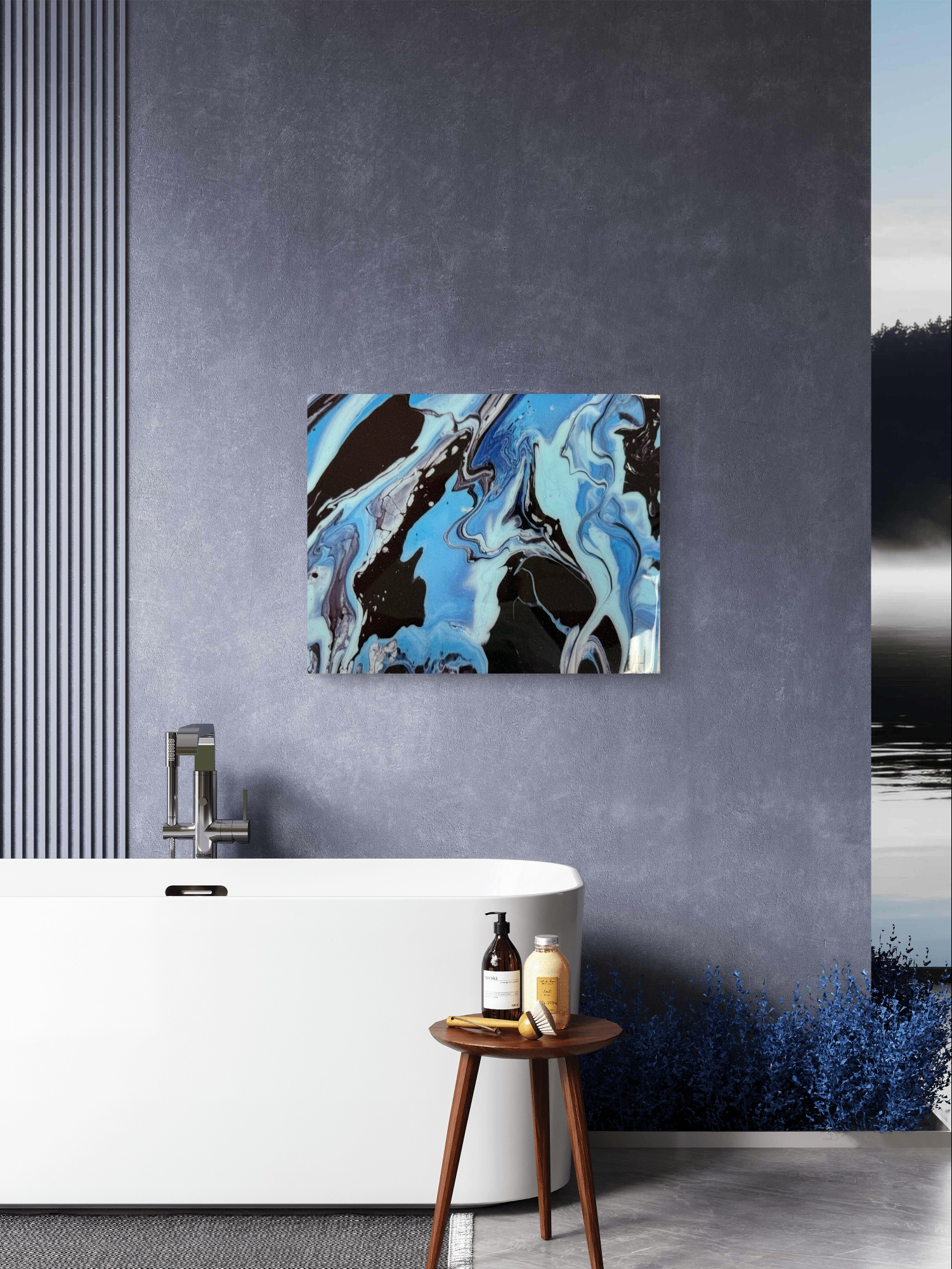 Evening's Reflective Tide Print Mounted on Wood - Image 2