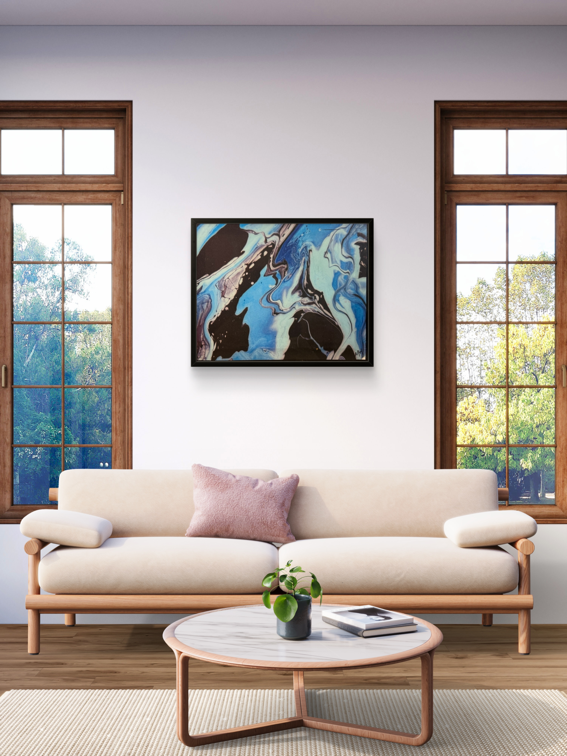 "Evenings Reflective Tide" on mounted wood - Image 3